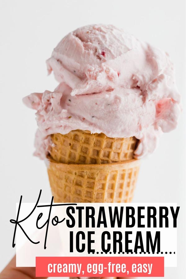double scoop of strawberry ice cream on a cone
