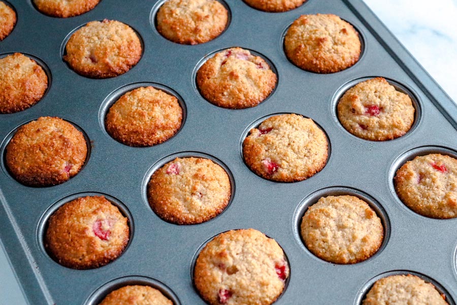 baked muffins in a mini muffin tin