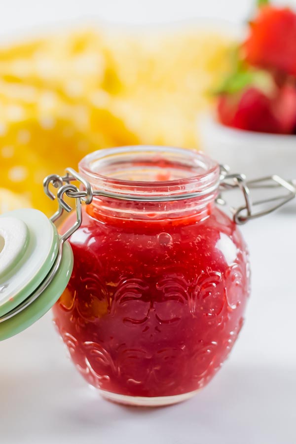 strawberry jam in a mason jar