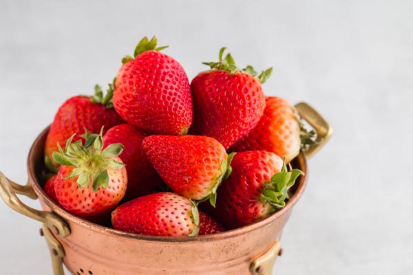 fresh ripe redstrawberries in a collander