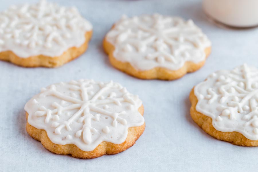 white and blue star shaped keto cookies
