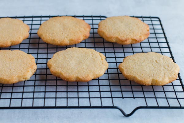 keto sugar cookies on a cooling tray