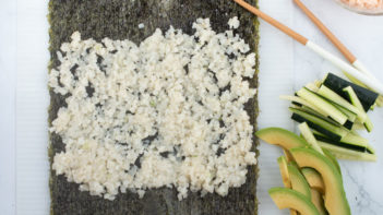 Keto Sushi roll on bamboo sheet