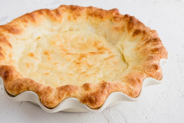 baked low carb pie crust in a dish
