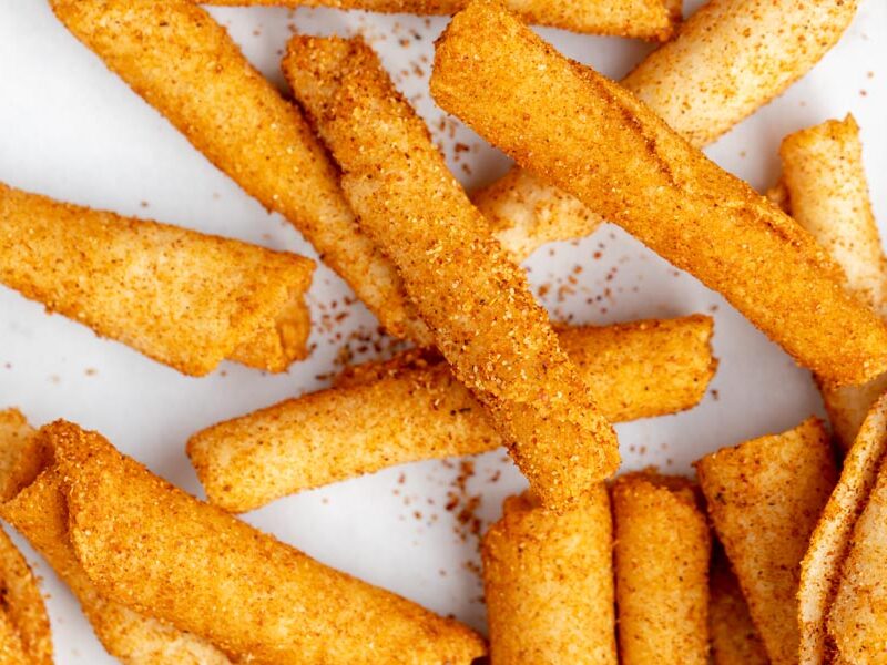 closeup of the taki seasoning on the rolled chips