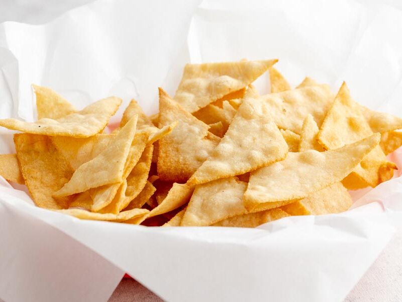 a basket filled with tortilla chips
