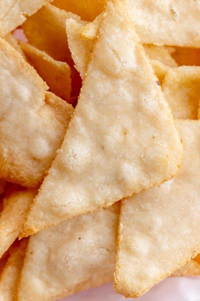 close up of the bumps on top of tortilla chips