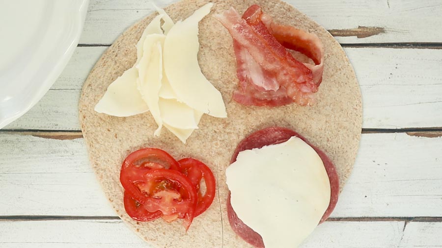 fillings on top of a tortilla for the viral tortilla hack