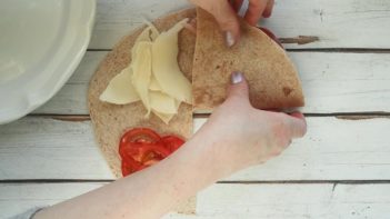 one layer of tortilla folding over the second for the viral tortilla hack