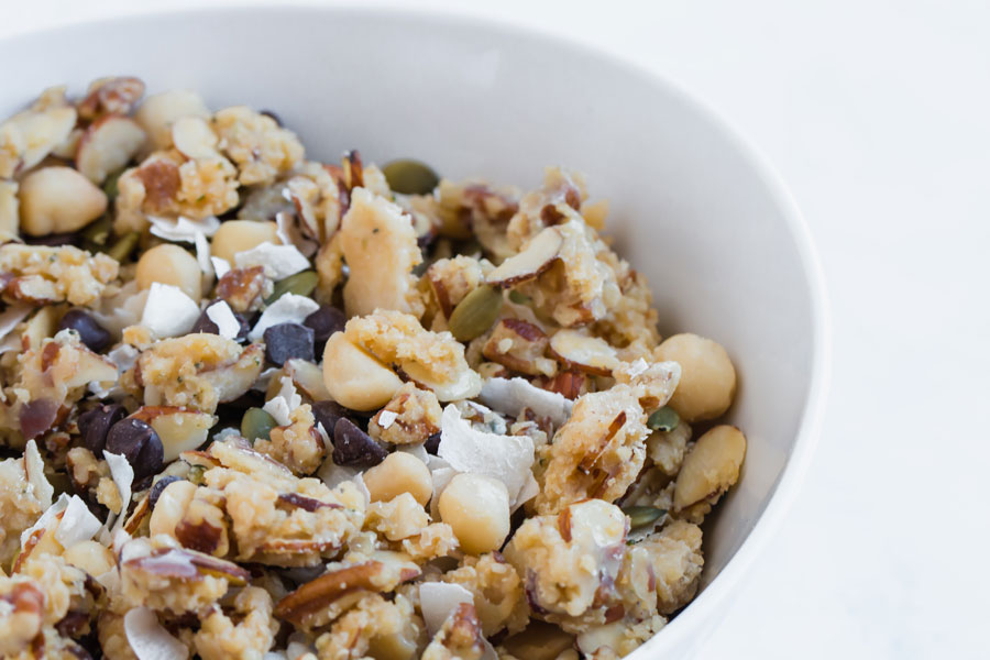 side bowl of keto trail mix snack