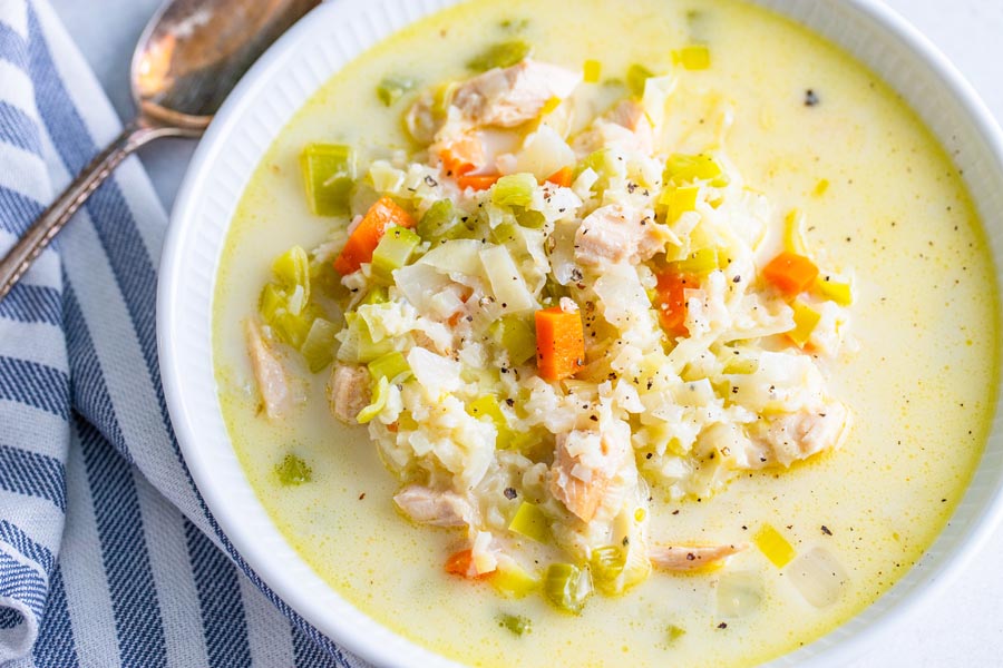 a big bowl of creamy soup for dinner