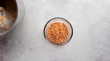 Browned butter cookie crumble prepared for the Twix-inspired ice cream mix-in.