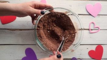 stirring chocolate dry ingredients with a whisk