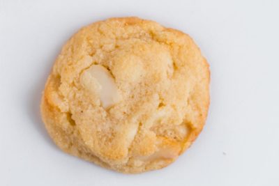 a single low carb white chocolate macadamia nut cookie