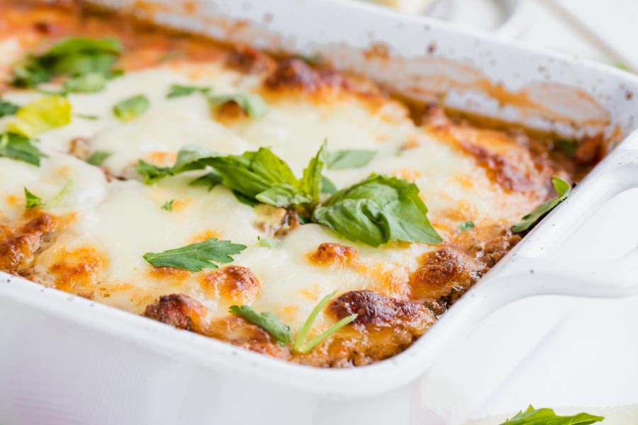 bubbly, browned cheese on top low carb casserole