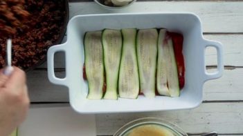 sheets of lasagna noodles in a dish