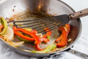 bell pepper sauteed in a skillet