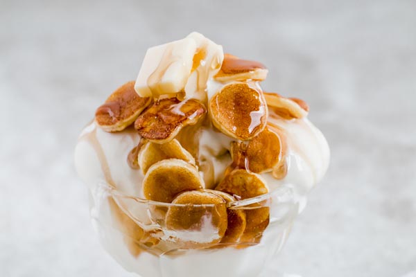 mini low carb pancake cereal on ice cream