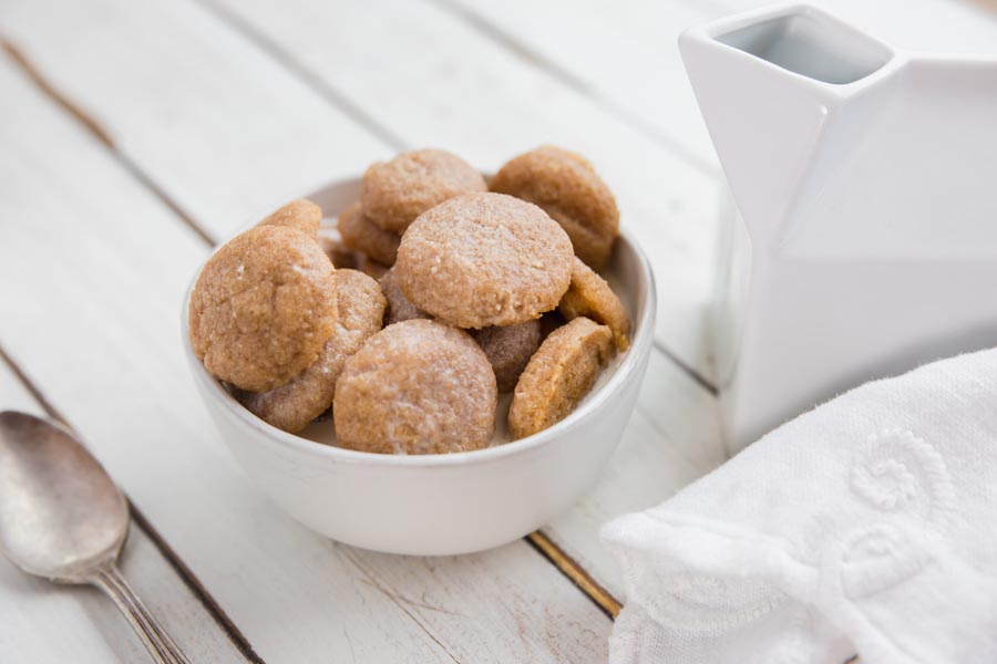 a breakfast setup of keto cookie cereal