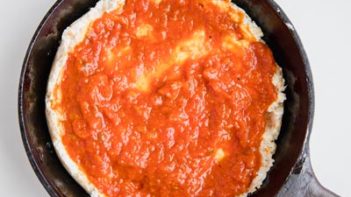 pizza sauce spread on top crustless pizza