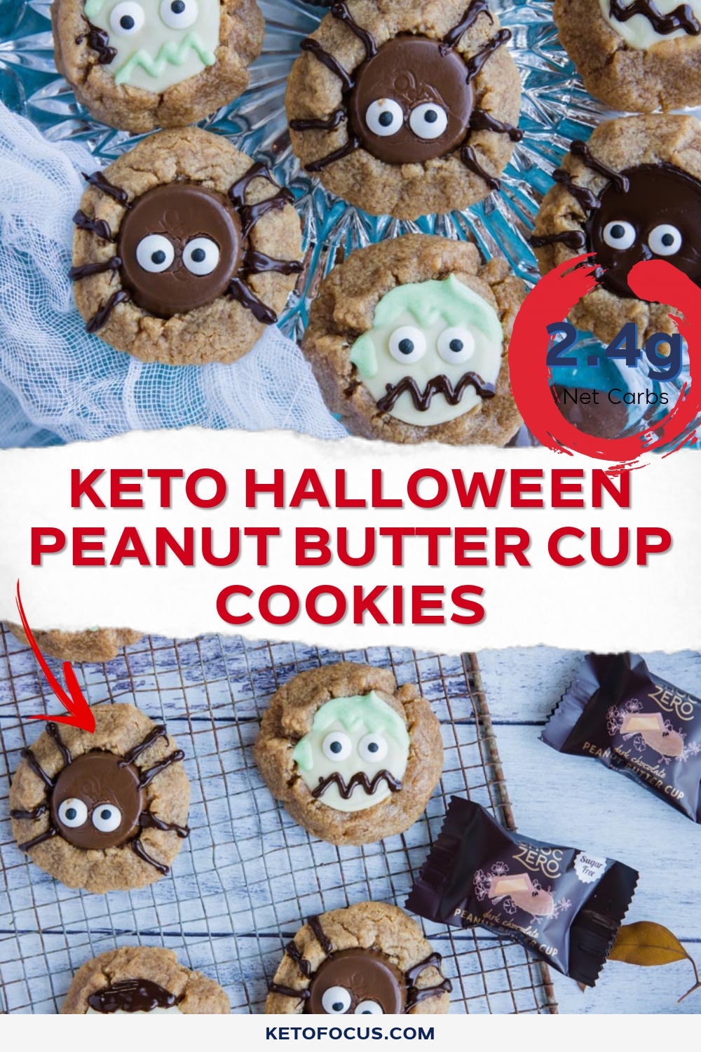 Keto Halloween Peanut Butter Cup Cookies