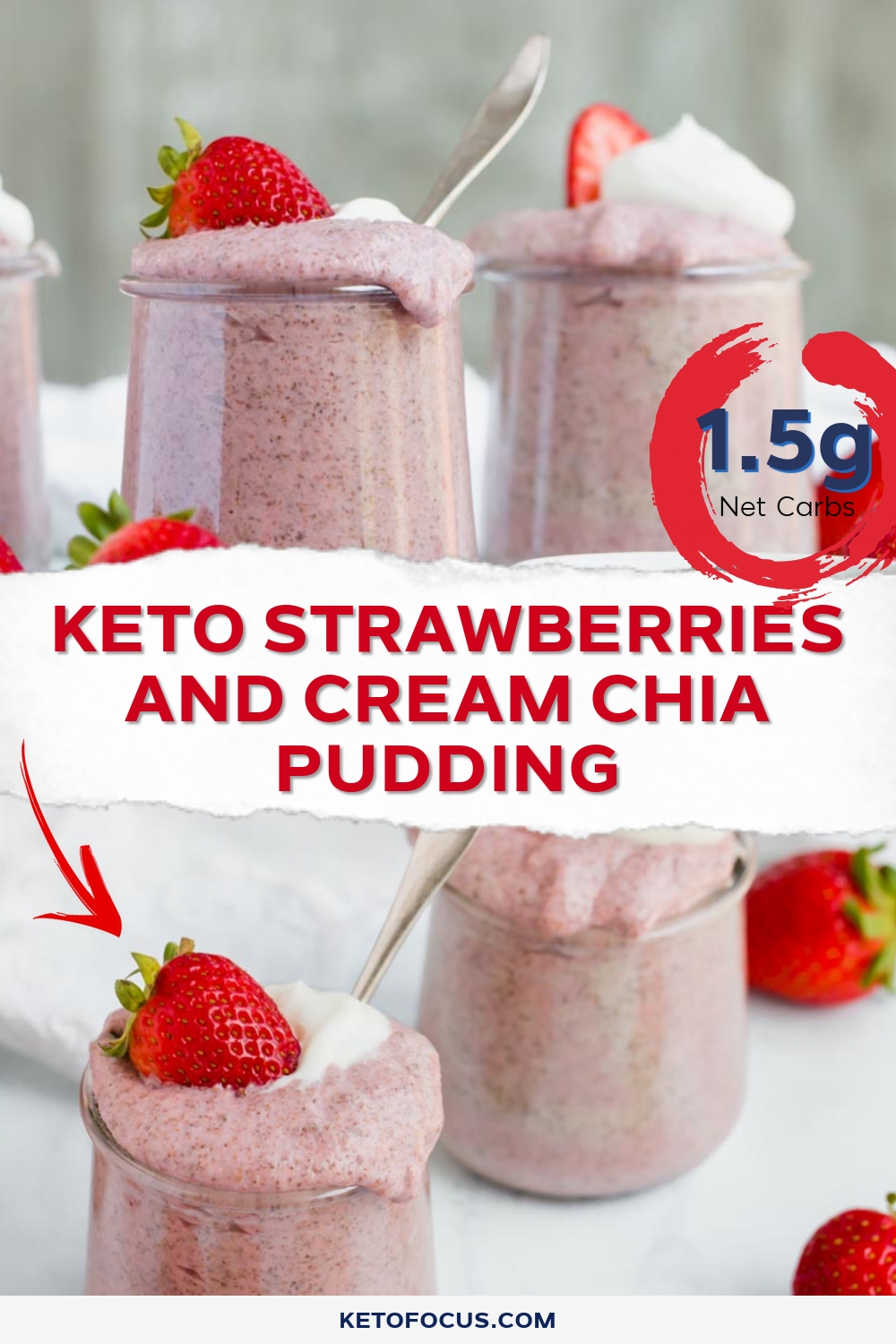 Keto Strawberries and Cream Chia Pudding