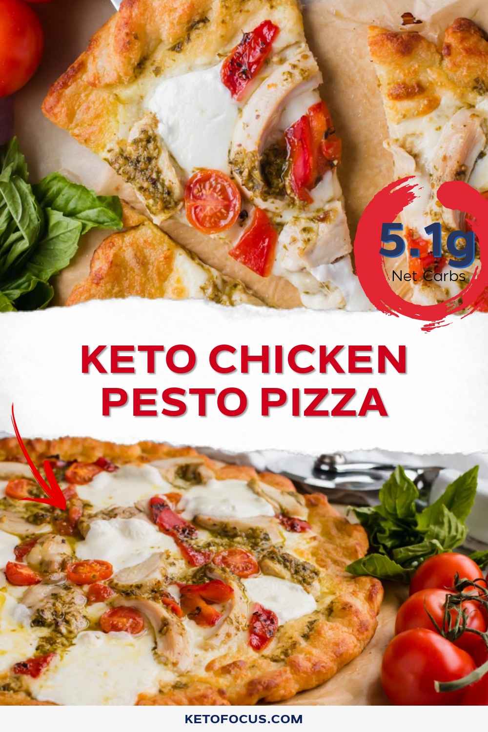 Keto Chicken Pesto Pizza