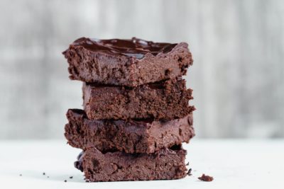 stack of low carb brownies