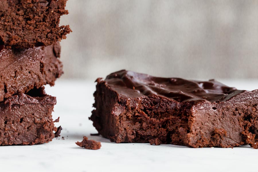 ricotta brownie with a bite taken out