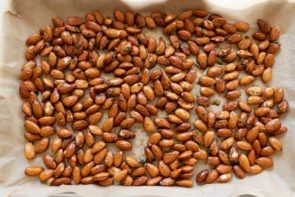 seasoned almond on a baking tray