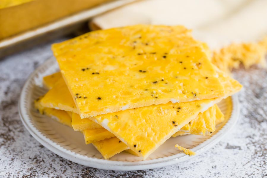 slices of flat eggs on a plate