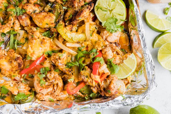 cooked fajitas in a baking tray