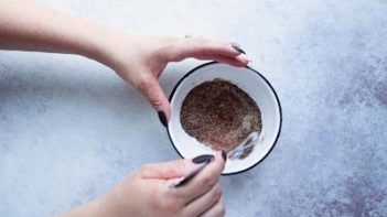 mixing a fajita seasoning in a small bowl