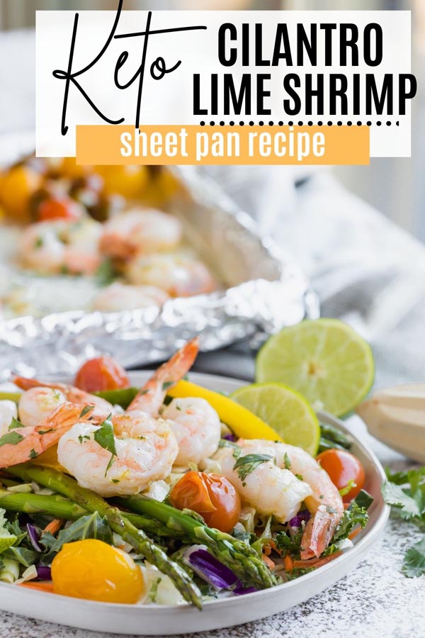 colorful salad of shrimp, roasted tomatoes, asparagus and bell pepper