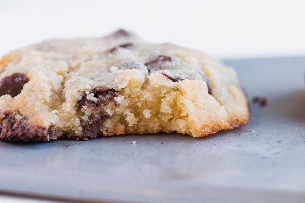 oven baked keto cookie with a bite taken out