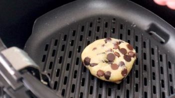 low carb chocolate chip cookie on an air fryer tray