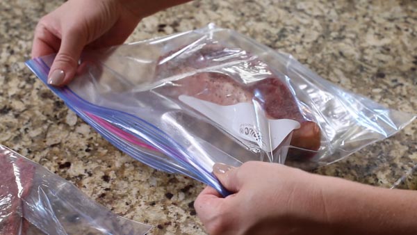 steak in a plastic bag