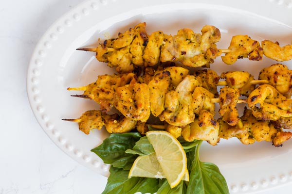 chicken kebabs on plate