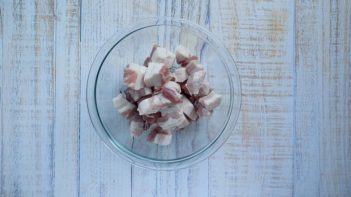 chunks of pork belly in a bowl