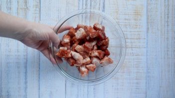 seasoned pork belly in a bowl