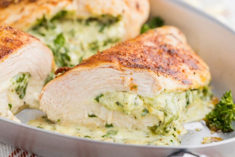 Easy Spinach Stuffed Chicken Breast (No Searing or Toothpicks)