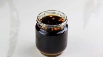 a small jar with stir fry sauce