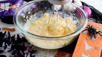 butter and other wet ingredients mixing in a bowl