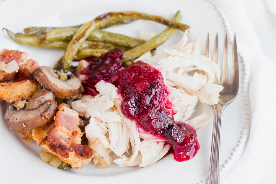 vanilla cranberry sauce dizzled on turkey