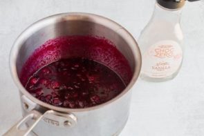 Choczero vanilla syrup and a pot of cranberry sauce