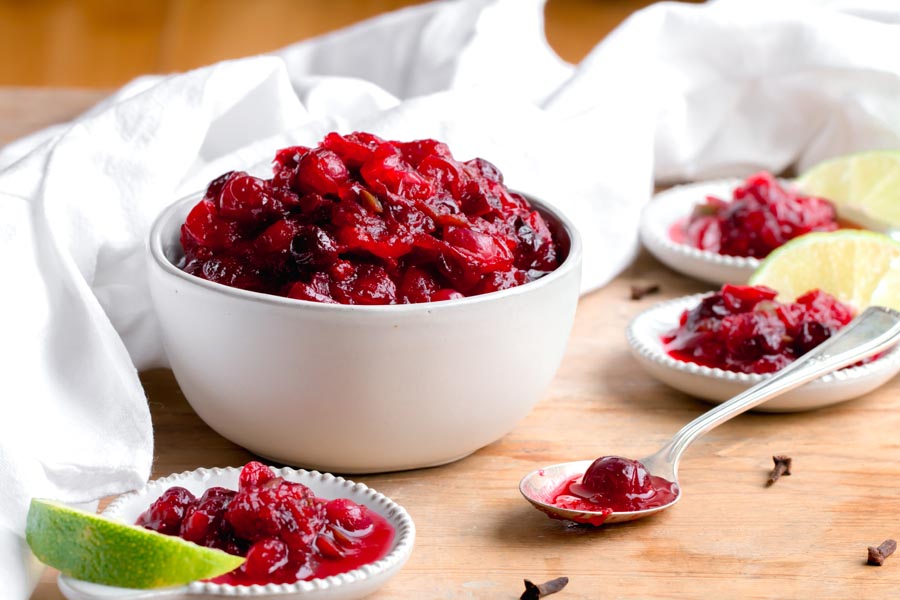 cranberry sauce in small bowls