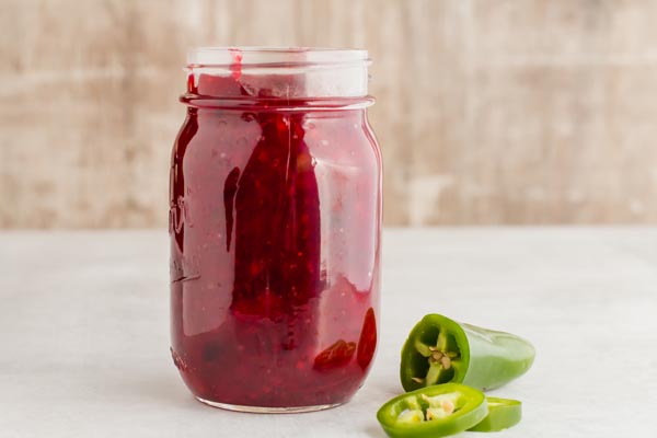 cranberry sauce in a mason jar
