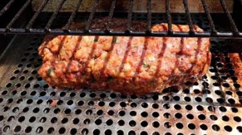 a whole meatloaf on a grill tray